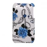 Case Protetor Traseiro Azul de Flores para iPhone 3G 3GS